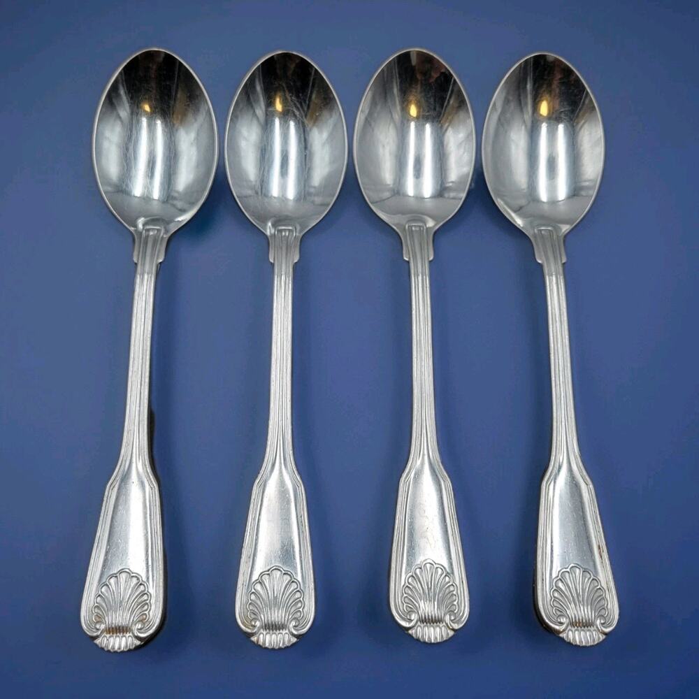Towle London Shell Tablespoon JAPAN Stainless Flatware Set Of 4 Vtg